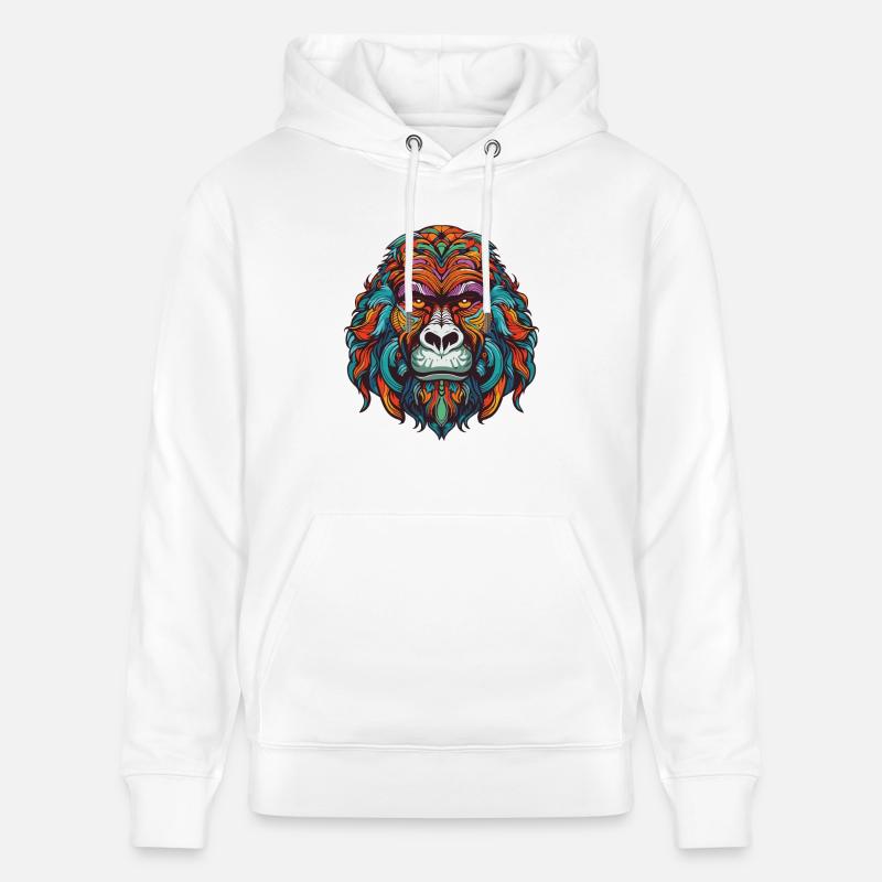 Portrait de gorille - Sweat à capuche bio CRUISER Stanley/Stella Unisexe - blanc