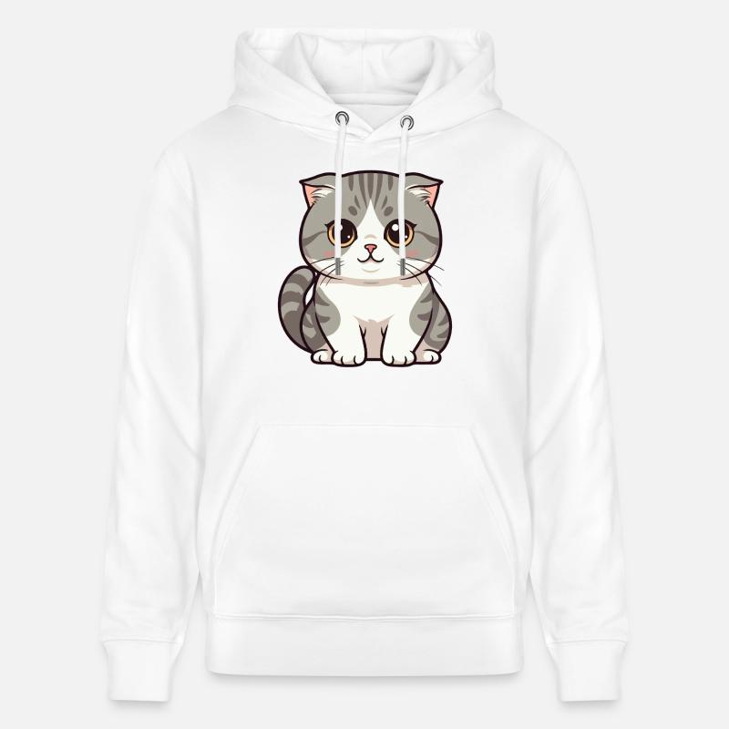 Mignon dessin animé de chat kawaii - Sweat à capuche bio CRUISER Stanley/Stella Unisexe - blanc