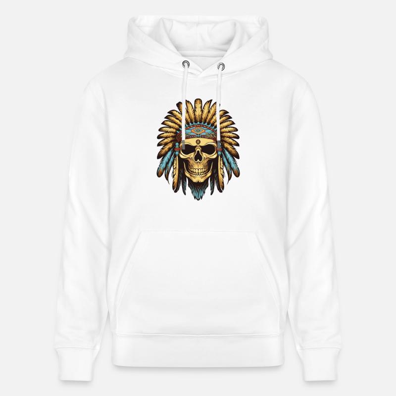 Crâne de chef indien Apache - Sweat à capuche bio CRUISER Stanley/Stella Unisexe - blanc