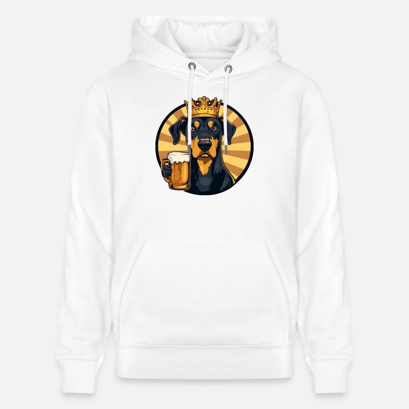 Dobermann Hund Bier Comic - Stanley/Stella Unisex Bio-Hoodie CRUISER  - Weiß