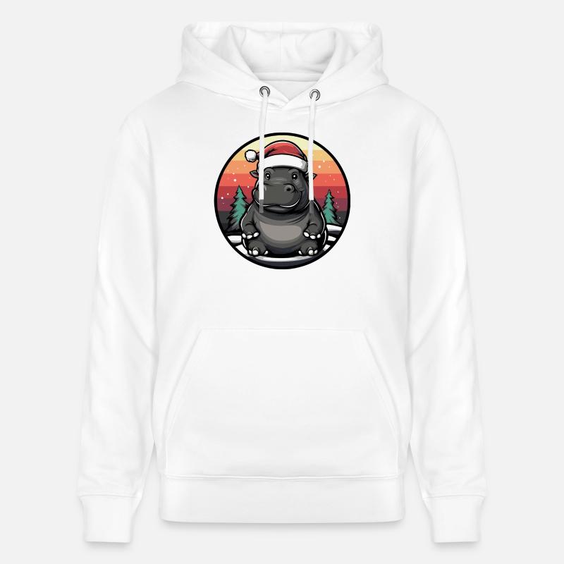Hippopotame Noël - Sweat à capuche bio CRUISER Stanley/Stella Unisexe - blanc