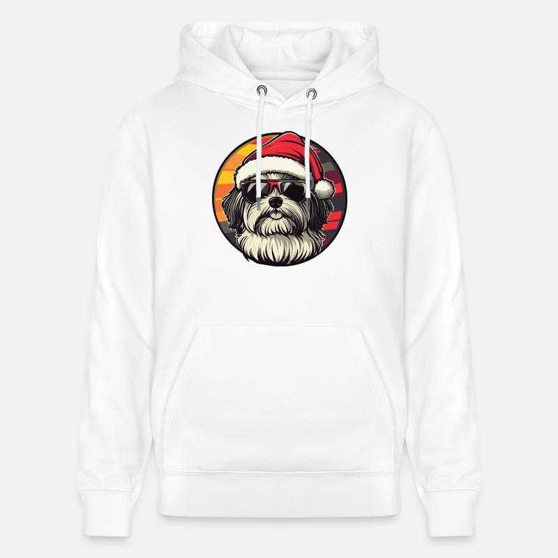 Chien Havanais Noël Cool - Sweat à capuche bio CRUISER Stanley/Stella Unisexe - blanc