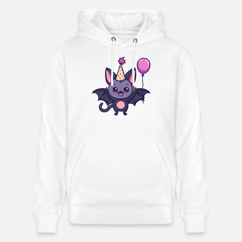 Chauve-souris Anniversaire Bande dessinée Mignon - Sweat à capuche bio CRUISER Stanley/Stella Unisexe - blanc