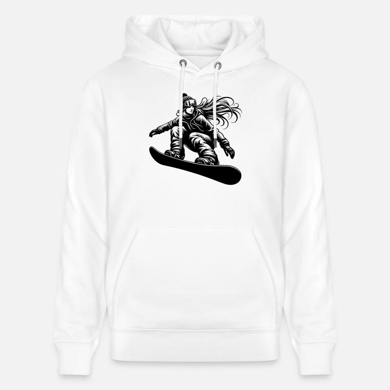 Snowboardeuse Cool Snowboard Design - Sweat à capuche bio CRUISER Stanley/Stella Unisexe - blanc