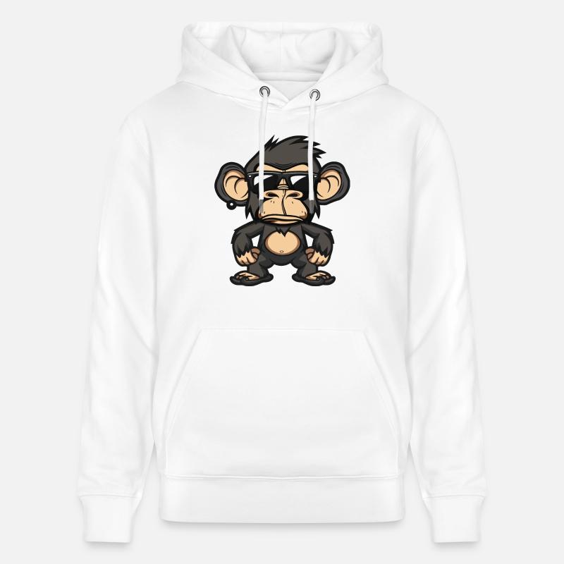 Singe Bande dessinée cool - Sweat à capuche bio CRUISER Stanley/Stella Unisexe - blanc
