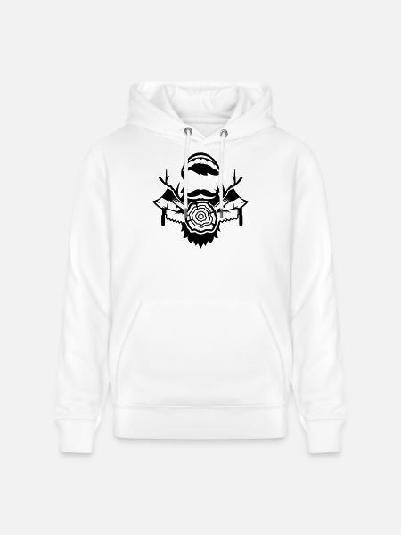 Lumberjack with ax and saw - Stanley/Stella CRUISER Unisex Organic Hoodie - white