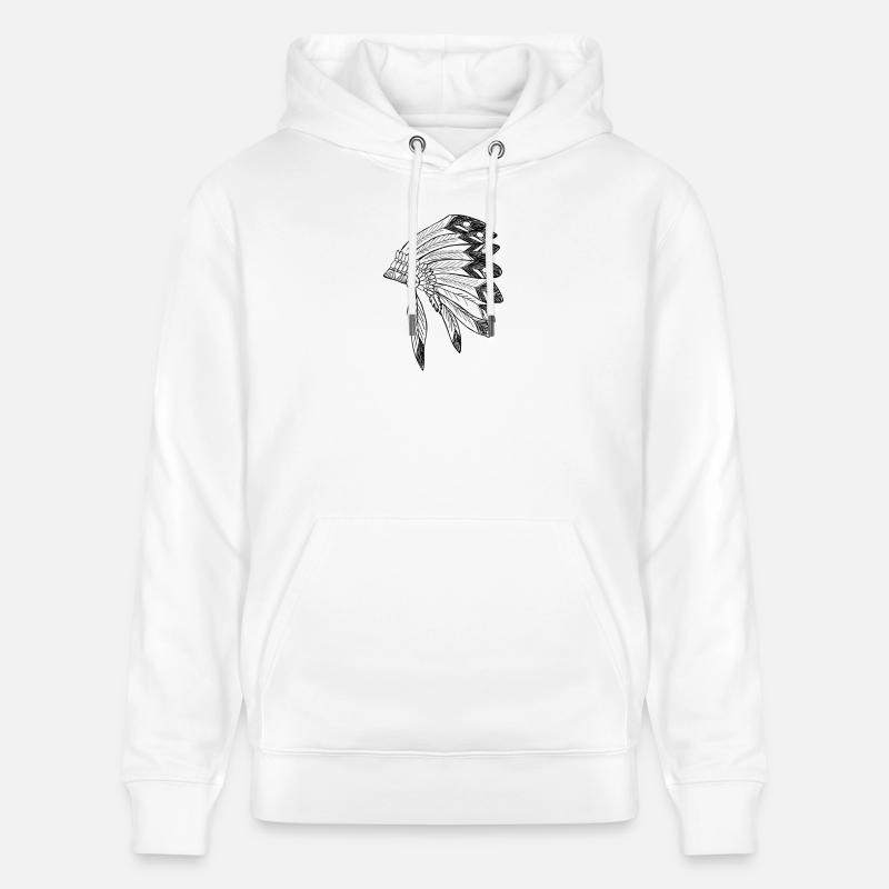 Coiffe Apache Guerrier Indien - Sweat à capuche bio CRUISER Stanley/Stella Unisexe - blanc