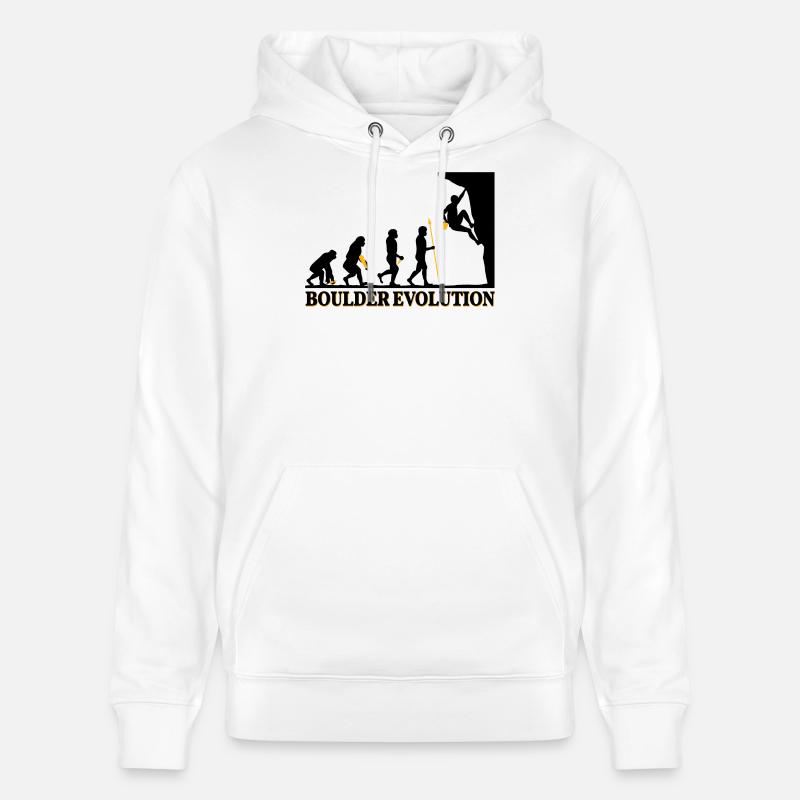 Boulder Evolution Klettern Bergsteigen Spruch - Stanley/Stella Unisex Bio-Hoodie CRUISER  - Weiß