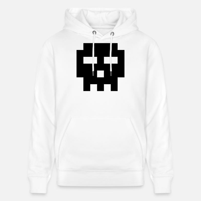 Pixel-Schädel. - Stanley/Stella Unisex Bio-Hoodie CRUISER  - Weiß