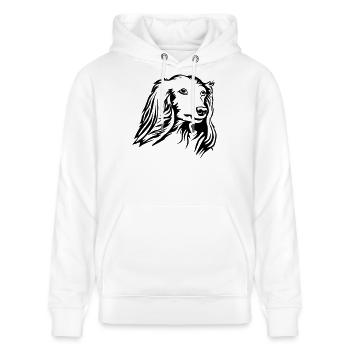 Dachshund head - Stanley/Stella CRUISER Unisex Organic Hoodie - white - Front - Alina (178cm) & Michal (187cm)