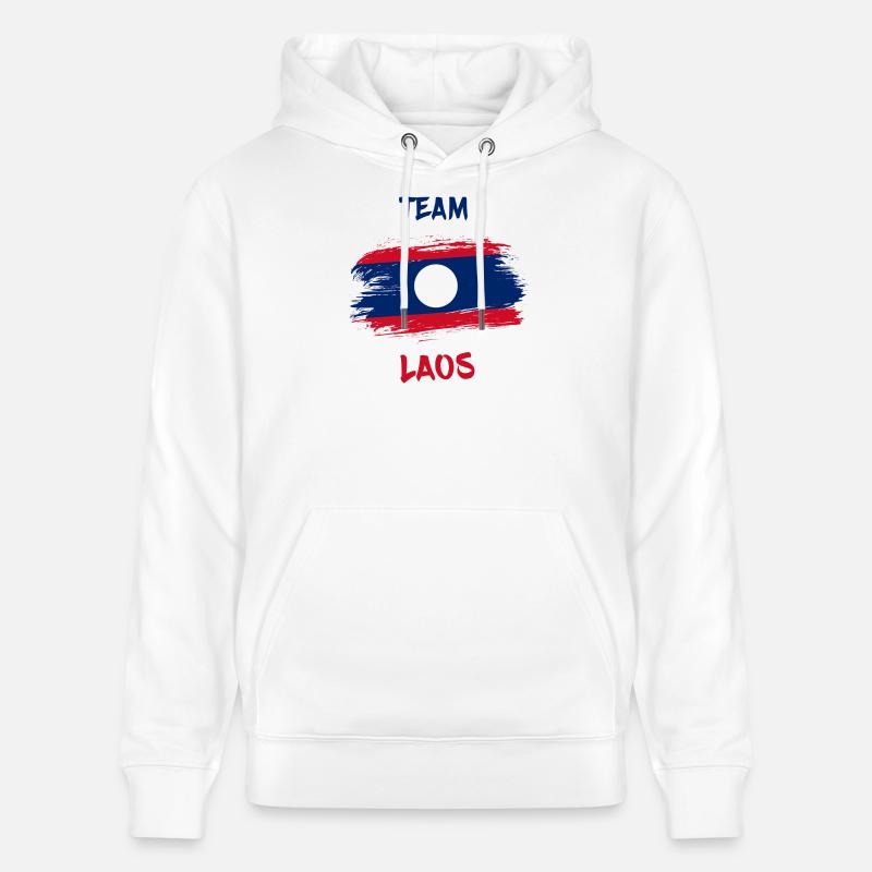 Team Laos Drapeaux Design / Cadeau - Sweat à capuche bio CRUISER Stanley/Stella Unisexe - blanc