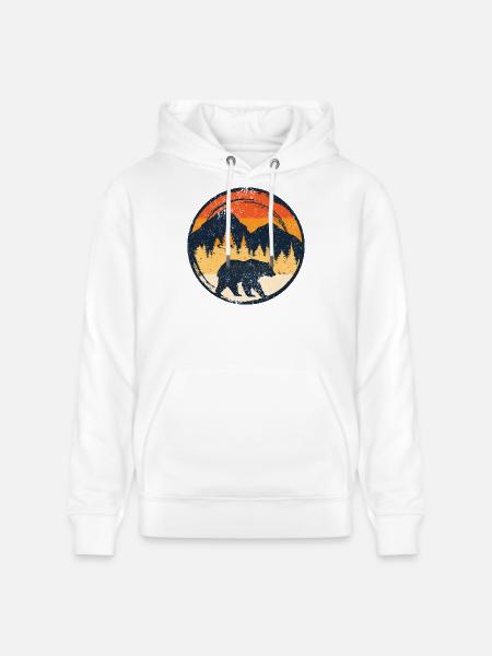 Bear at Sunset in Alpine Circle - Stanley/Stella CRUISER Unisex Organic Hoodie - white