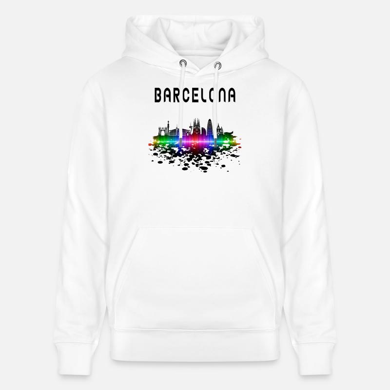Cadeau/design Splash Skyline de Barcelone - Sweat à capuche bio CRUISER Stanley/Stella Unisexe - blanc