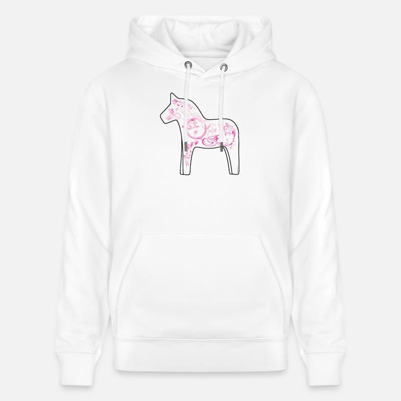 Dala Cheval Rose - Sweat à capuche bio CRUISER Stanley/Stella Unisexe - blanc