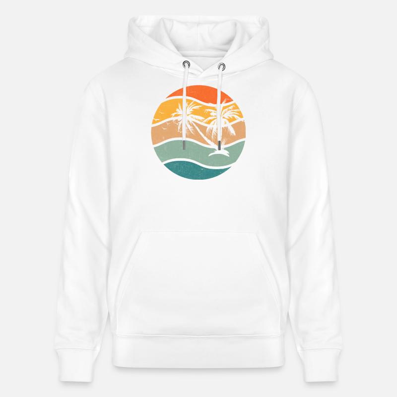 Coucher Palmier Rétro Circulaire - Sweat à capuche bio CRUISER Stanley/Stella Unisexe - blanc