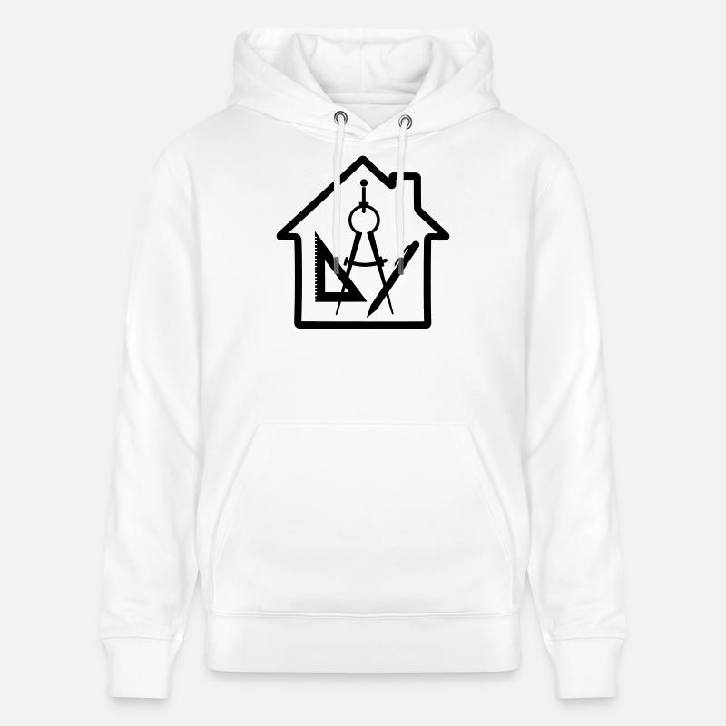 Logo Architecte Maison Dessin - Sweat à capuche bio CRUISER Stanley/Stella Unisexe - blanc