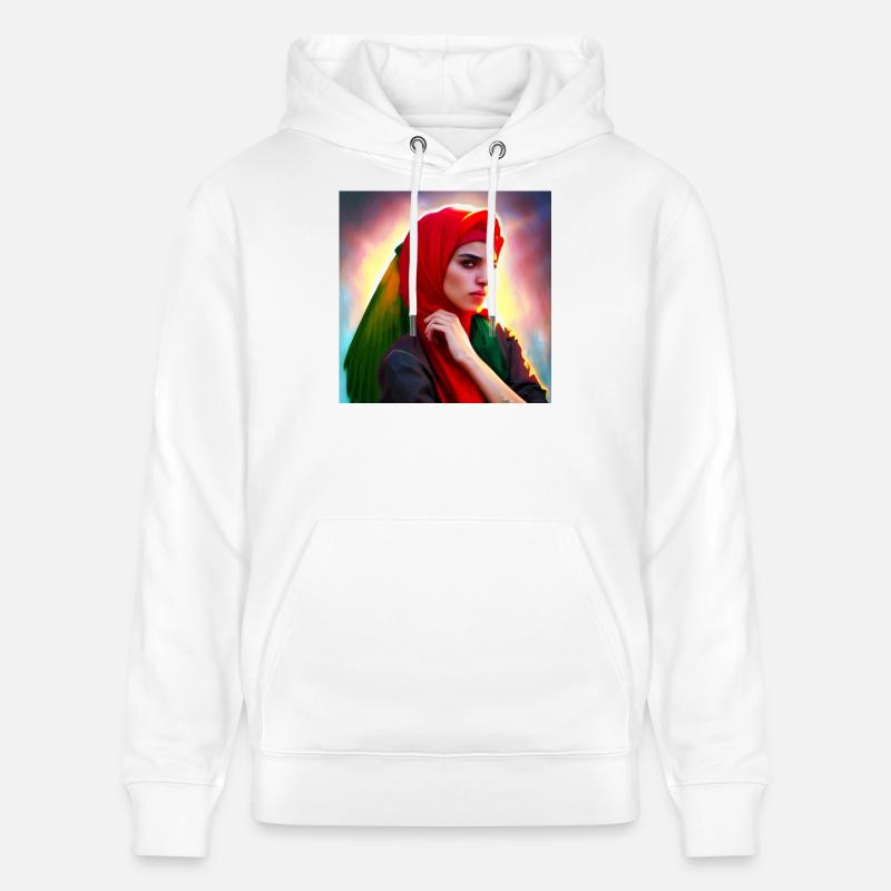 Femme arabe Hijab Art - Sweat à capuche bio CRUISER Stanley/Stella Unisexe - blanc