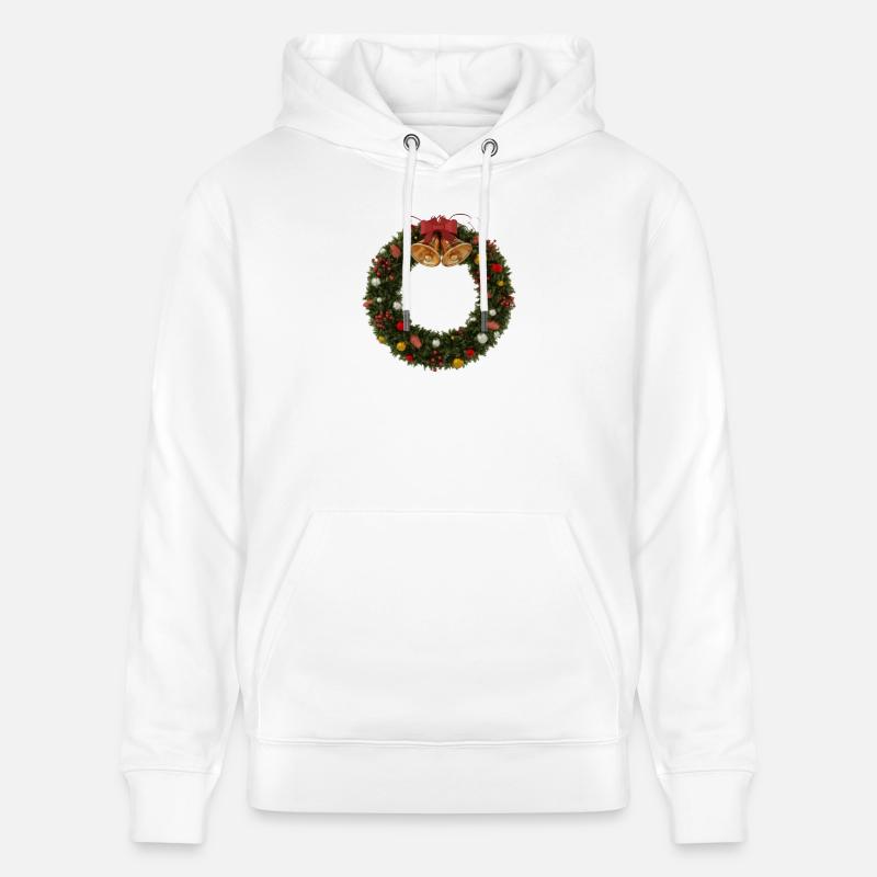 Weihnachtskranz mit Glocken und Schleife - Stanley/Stella Unisex Bio-Hoodie CRUISER  - Weiß