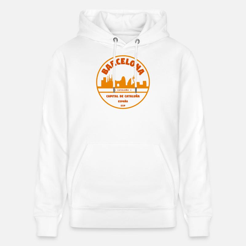 Emblème de la Skyline de Barcelone - Sweat à capuche bio CRUISER Stanley/Stella Unisexe - blanc