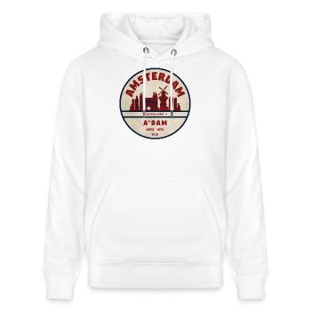 Emblème vintage Amsterdam Skyline - Sweat à capuche bio CRUISER Stanley/Stella Unisexe - blanc - Devant - Alina (178cm) & Michal (187cm)