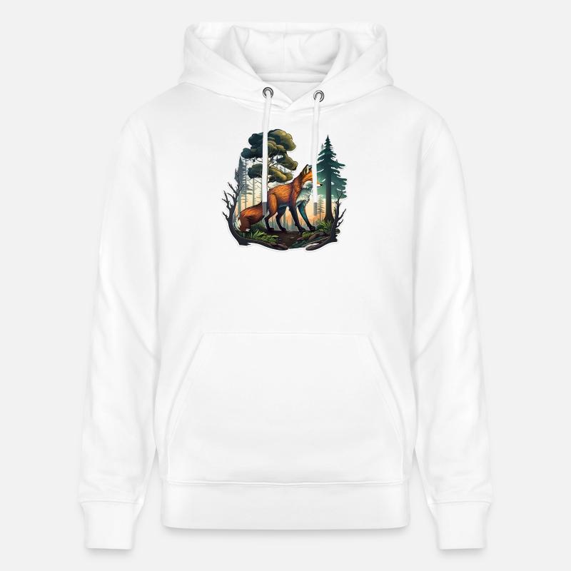 Renard dans la forêt - Sweat à capuche bio CRUISER Stanley/Stella Unisexe - blanc