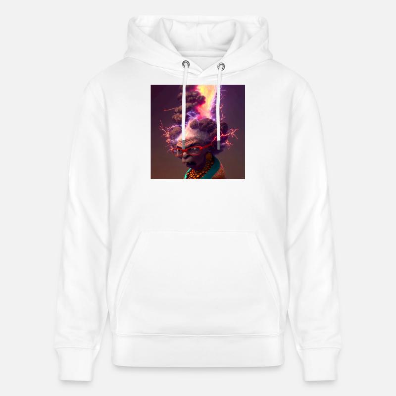 elektrik-Porträt 13 – Neonvulkanische Großmutter - Stanley/Stella Unisex Bio-Hoodie CRUISER  - Weiß