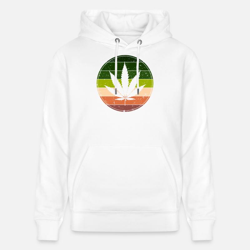 Retro Rainbow Cannabis Runde - Stanley/Stella Unisex Bio-Hoodie CRUISER  - Weiß