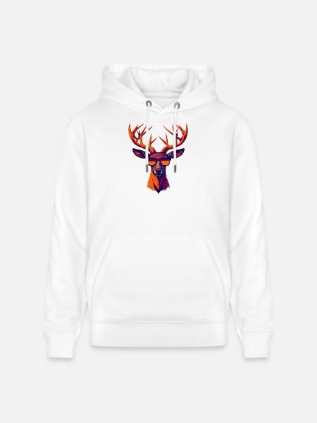 Retro Deer Revolt - Stanley/Stella CRUISER Unisex Organic Hoodie - white