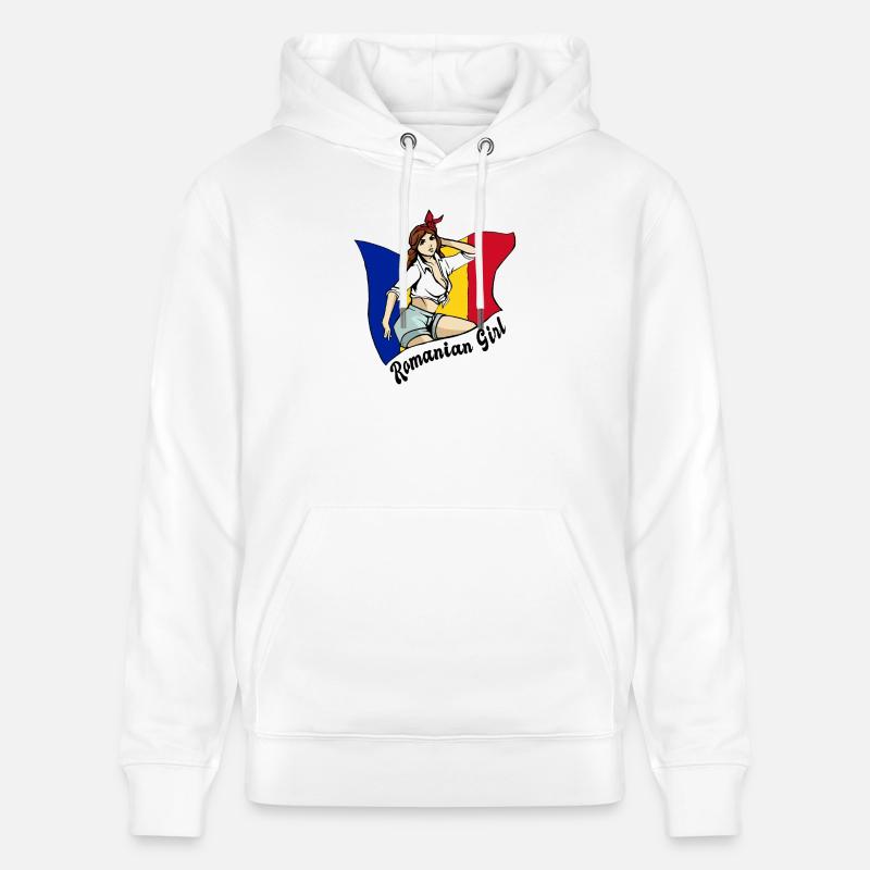 Rumänisches Mädchen Flaggen Design - Stanley/Stella Unisex Bio-Hoodie CRUISER - Weiß