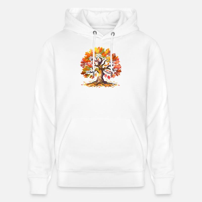 Eiche mit Herbstlaub Aquarell - Stanley/Stella Unisex Bio-Hoodie CRUISER  - Weiß