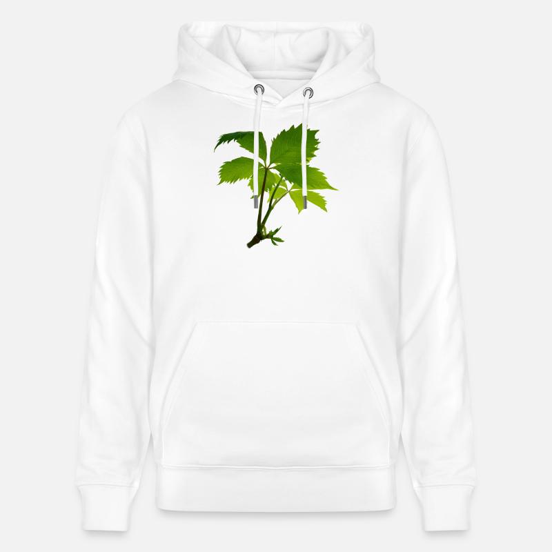 Jeune feuillage – branche verte de feuilles - Sweat à capuche bio CRUISER Stanley/Stella Unisexe - blanc