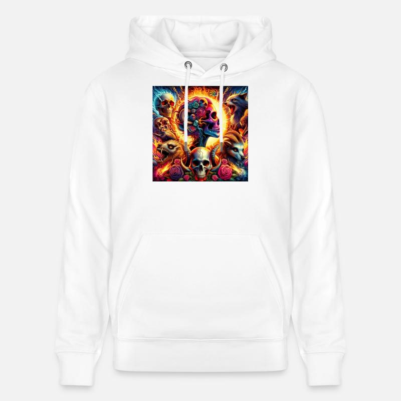 Lebendige Blumenschädel & Chlorole - Stanley/Stella Unisex Bio-Hoodie CRUISER  - Weiß
