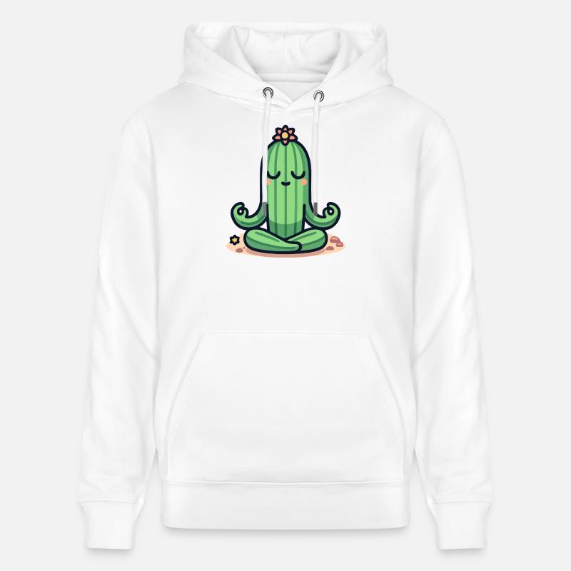 Cactus Zen - Pose de plante paisible - Sweat à capuche bio CRUISER Stanley/Stella Unisexe - blanc