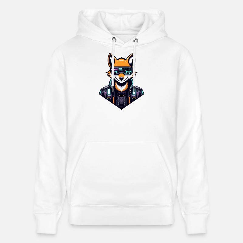 Cyber Fox Neon Tech Wild - Stanley/Stella Unisex Bio-Hoodie CRUISER  - Weiß