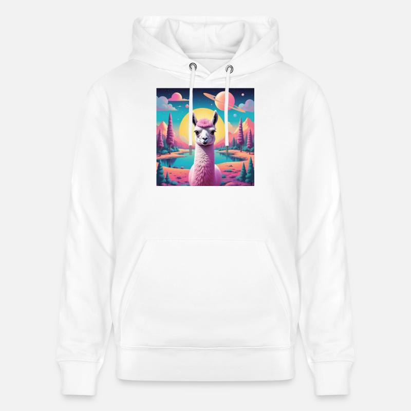 Lama de l’espace - Sweat à capuche bio CRUISER Stanley/Stella Unisexe - blanc