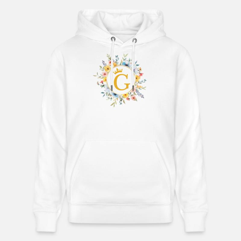 G Monogramme, Cercle de fleurs, Personnalisable - Sweat à capuche bio CRUISER Stanley/Stella Unisexe - blanc
