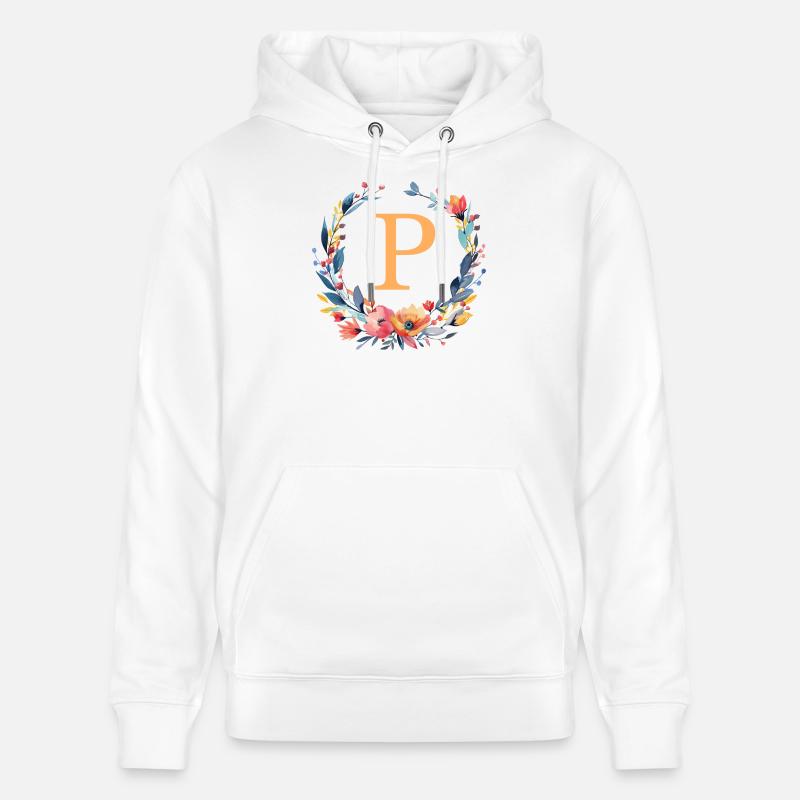 P Monogram, Couronne de fleurs, Personnalisable - Sweat à capuche bio CRUISER Stanley/Stella Unisexe - blanc