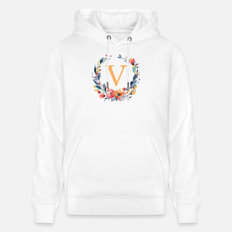 V Monogram, Couronne de fleurs, Personnalisable - Sweat à capuche bio CRUISER Stanley/Stella Unisexe - blanc