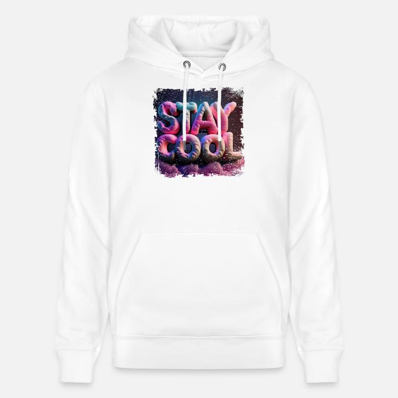 Restez cool texte en 3D - Sweat à capuche bio CRUISER Stanley/Stella Unisexe - blanc