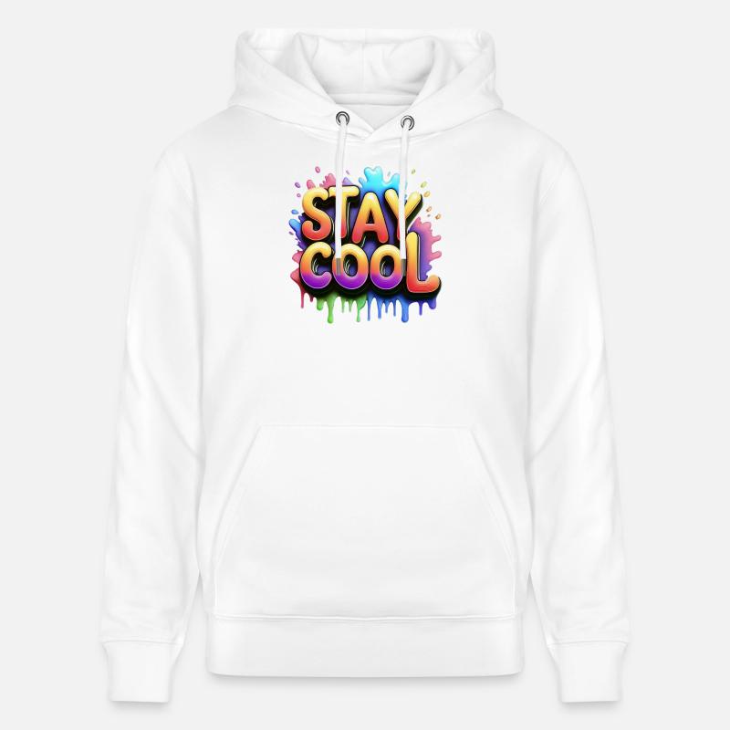 Restez cool texte 3d - Sweat à capuche bio CRUISER Stanley/Stella Unisexe - blanc