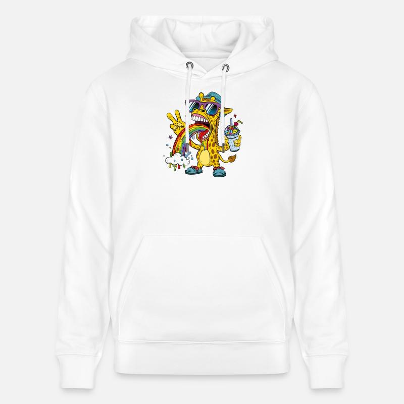 Girafe arc-en-ciel - Sweat à capuche bio CRUISER Stanley/Stella Unisexe - blanc