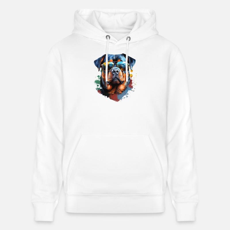 Rottweiler avec lunettes de soleil - Sweat à capuche bio CRUISER Stanley/Stella Unisexe - blanc