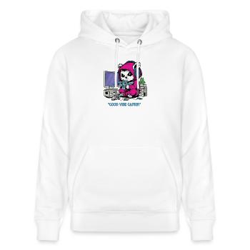 Good Vibe Gamer: Dein Episches Gaming-Gear - Stanley/Stella Unisex Bio-Hoodie CRUISER  - Weiß - Vorne - Alina (178cm) & Michal (187cm)
