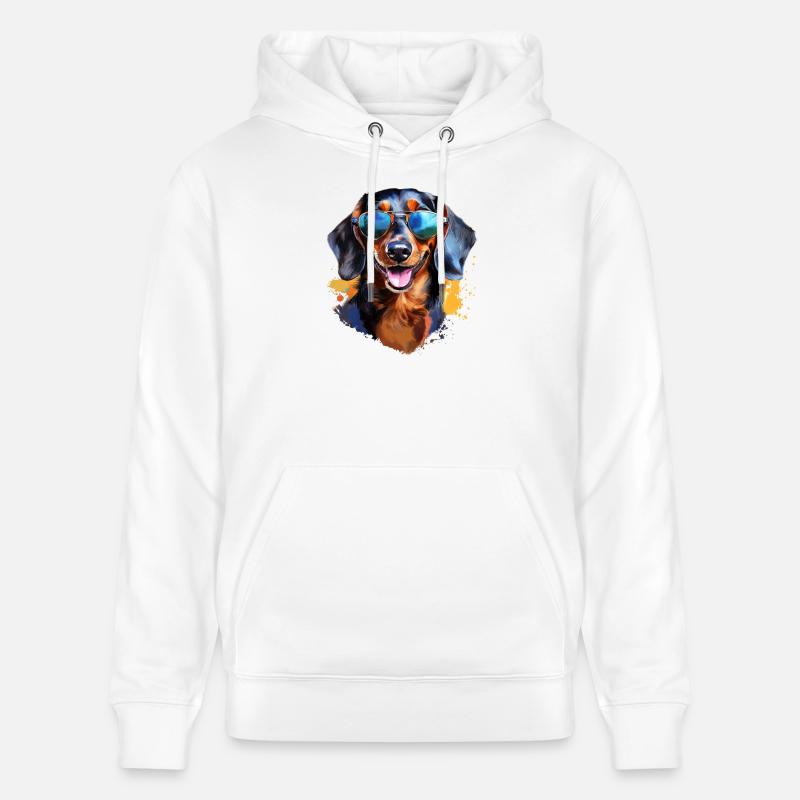 Teckel avec lunettes de soleil - Sweat à capuche bio CRUISER Stanley/Stella Unisexe - blanc