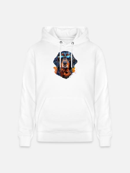 Gordon Setter with sunglasses - Stanley/Stella CRUISER Unisex Organic Hoodie - white