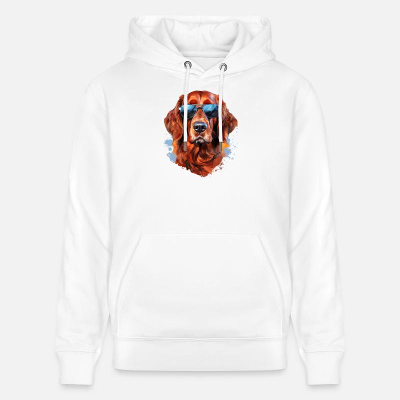 Irish Setter mit Sonnebrille - Stanley/Stella Unisex Bio-Hoodie CRUISER  - Weiß