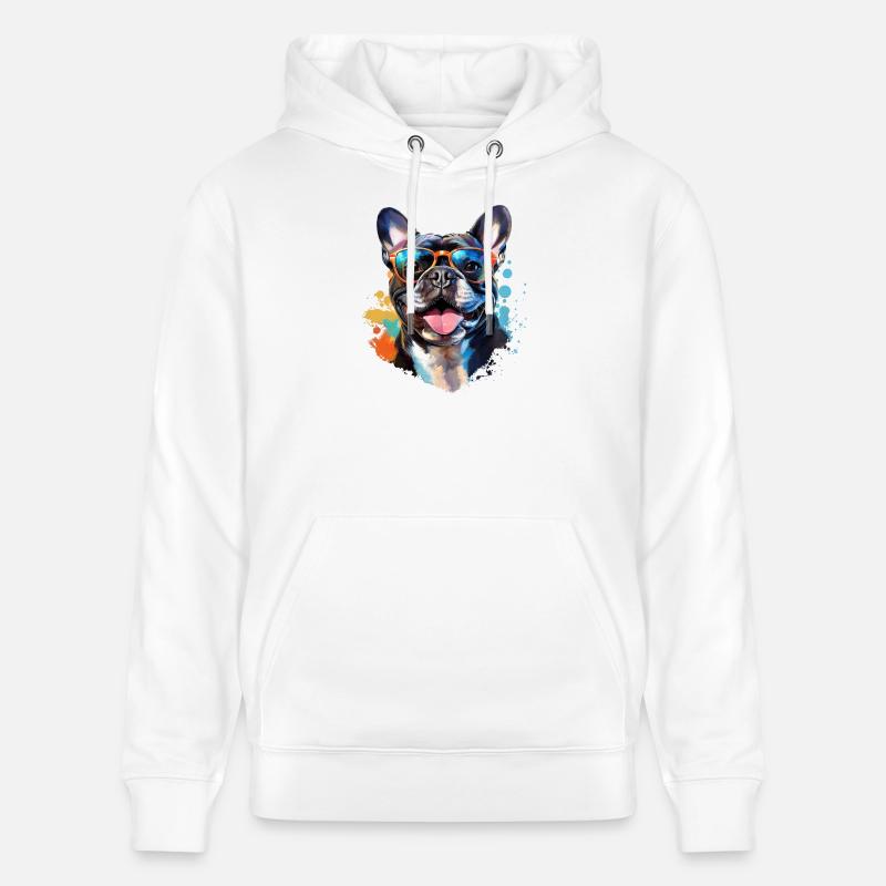 Frenchie avec lunettes de soleil - Sweat à capuche bio CRUISER Stanley/Stella Unisexe - blanc