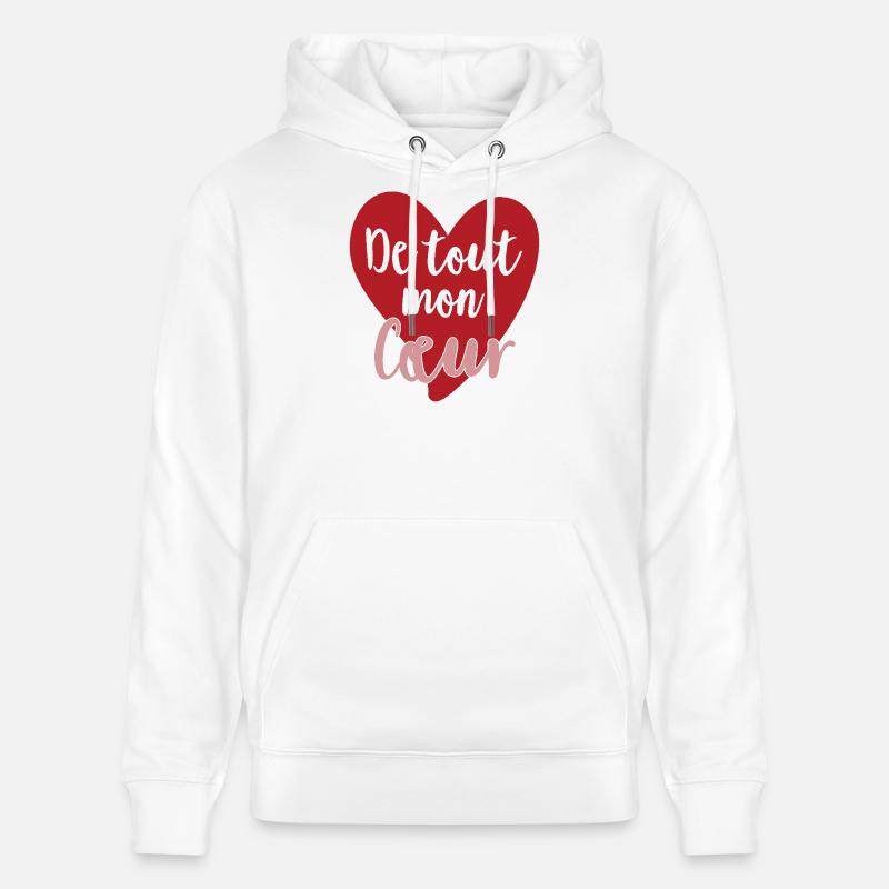 Coeur rouge avec lettrage romantique - Sweat à capuche bio CRUISER Stanley/Stella Unisexe - blanc