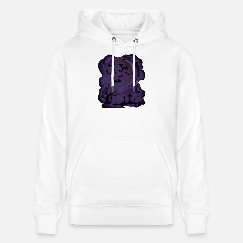 Fledermäuse, Mondsichel, Gräber, Bäume - Stanley/Stella Unisex Bio-Hoodie CRUISER  - Weiß