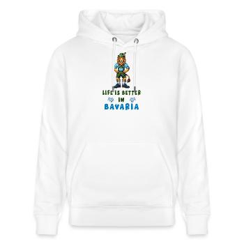 Bayerischer Löwe - Stanley/Stella Unisex Bio-Hoodie CRUISER  - Weiß - Vorne - Alina (178cm) & Michal (187cm)